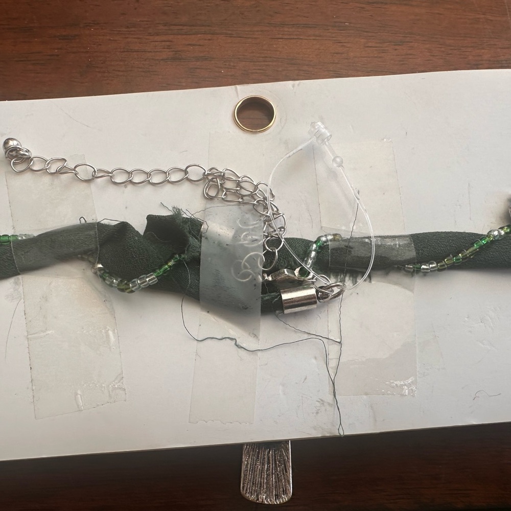 Free People Green and Silver Cross Pendant Choker - Picture 2 of 3